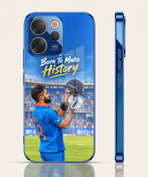 Vivo V70 5G Born TO Make History Blue Electroplated Glass Phone Back Case