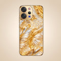 Vivo V70 5G Golden Feather Marble Gold Electroplated Glass Phone Back Case