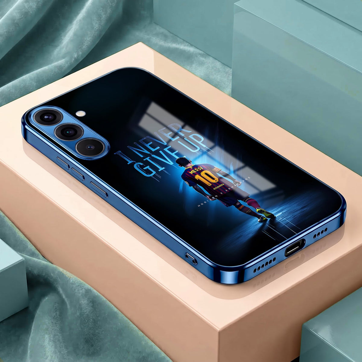 Samsung Galaxy A56 5G Naver Give Up Blue Electroplated Glass Phone Back Case