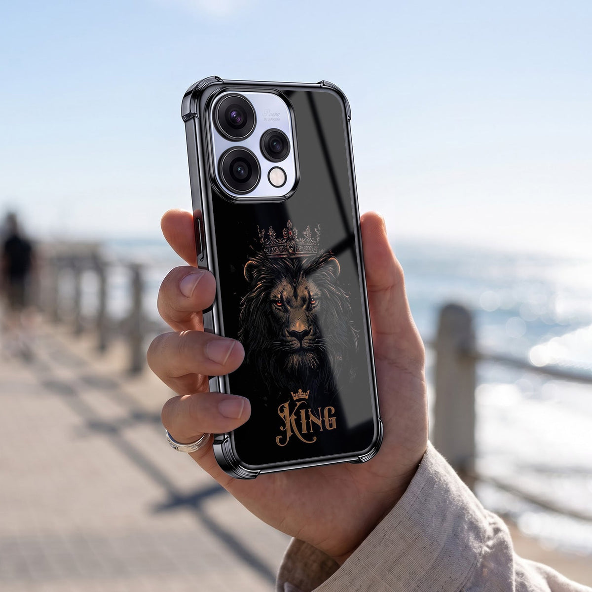 Oppo Reno 15 5G Premium Crowned Lion Airbags Printed Back Case