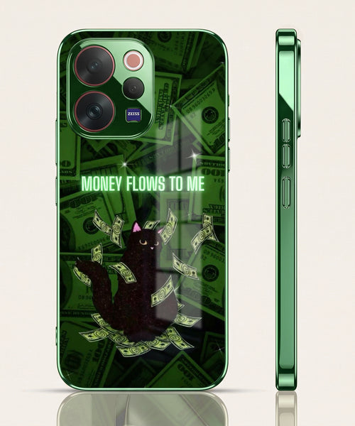 Vivo V70 5G Money Flows To ME Green Electroplated Glass Back Case
