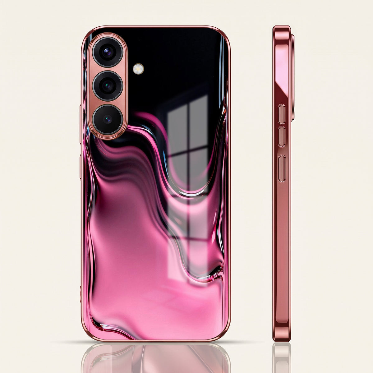 Samsung Galaxy A36 5G Liquid Wave Pink Electroplated Glass Phone Back Case