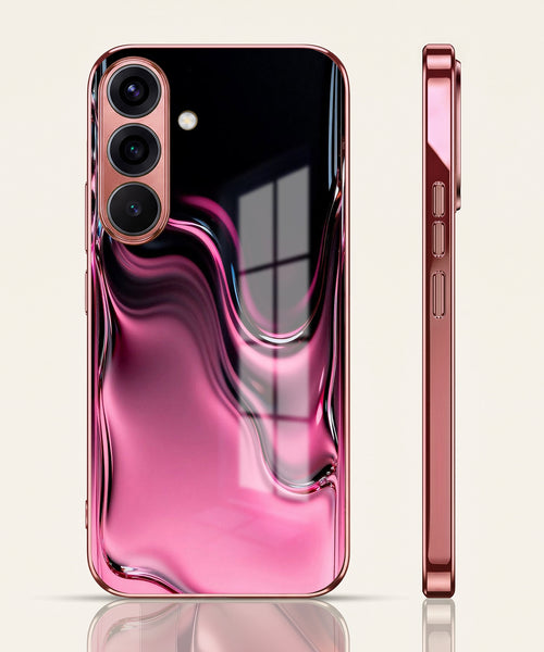 Samsung Galaxy A36 5G Liquid Wave Pink Electroplated Glass Phone Back Case