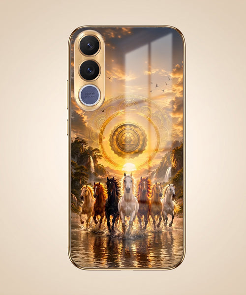 Vivo V70 FE 5G Celestial Seven Horses Gold Electroplated Glass Phone Back Case