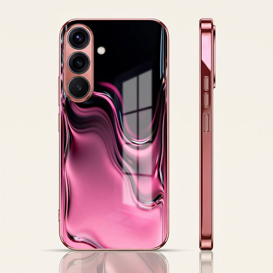 Samsung Galaxy A56 5G Liquid Wave Pink Electroplated Glass Phone Back Case