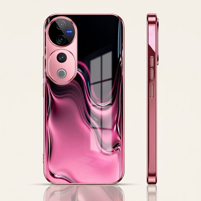 Vivo V40 Pro 5G Liquid Wave Pink Electroplated Glass Phone Back Case