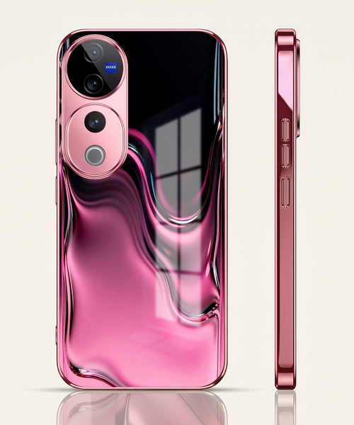 Vivo V40 Pro 5G Liquid Wave Pink Electroplated Glass Phone Back Case