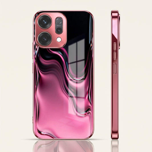 Oppo Reno 14 5G Liquid Wave Pink Electroplated Glass Phone Back Case