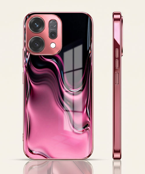 Oppo Reno 14 5G Liquid Wave Pink Electroplated Glass Phone Back Case