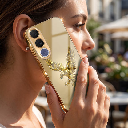 Vivo V70 FE 5G Golden Eagle Gold Electroplated Glass Phone Back Case