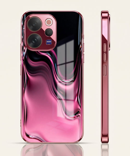 Vivo V70 5G Liquid Wave Pink Electroplated Glass Phone Back Case