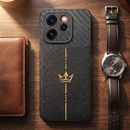 Oppo Reno 15 Pro Mini 5G Royal Stripe Carbon Fiber Leather Hybrid Back Case