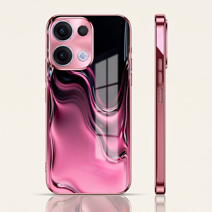 Oppo Reno 13 5G Liquid Wave Pink Electroplated Glass Phone Back Case