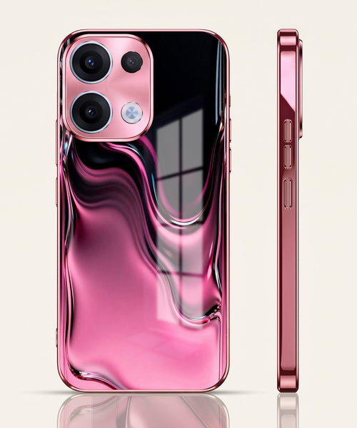 Oppo Reno 13 5G Liquid Wave Pink Electroplated Glass Phone Back Case
