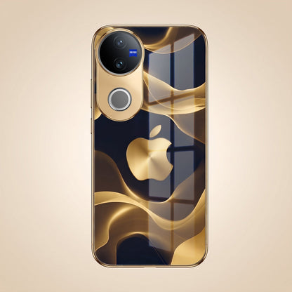 Vivo V50 5G Luxury Wave Gold Electroplated Glass Phone Back Case