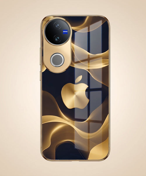 Vivo V50 5G Luxury Wave Gold Electroplated Glass Phone Back Case