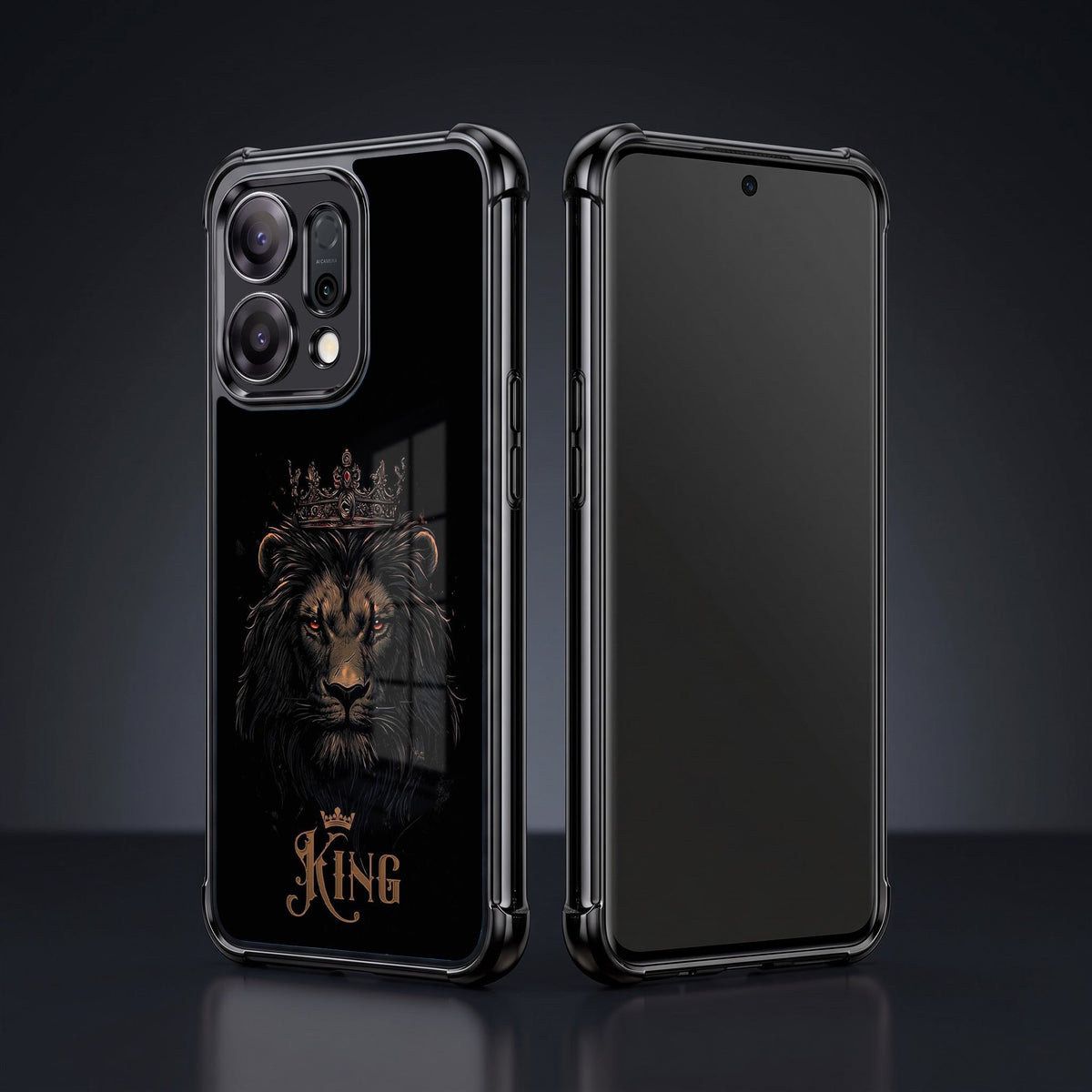 Oppo Reno 14 5G Premium Crowned Lion Airbags Printed Back Case