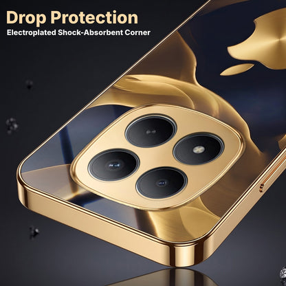 Redmi Note 15 Pro+ 5G Luxury Wave Gold Electroplated Glass Phone Back Case