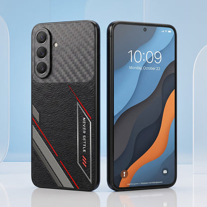 Samsung Galaxy A37 5G Nexer Stripe Carbon Fiber Leather Hybrid Back Case