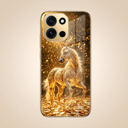 OnePlus Nord 6 5G Golden Horse Sparkle Gold Electroplated Glass Phone Back Case