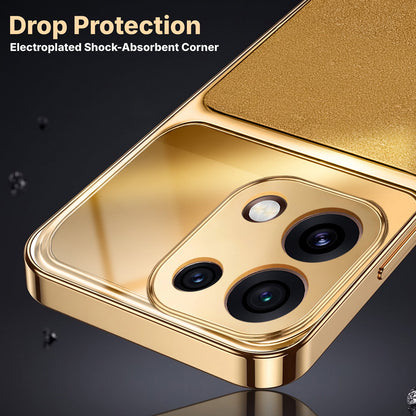 Oppo Reno 16C 5G Royal Touch Apple Gold Electroplated Glass Phone Back Case