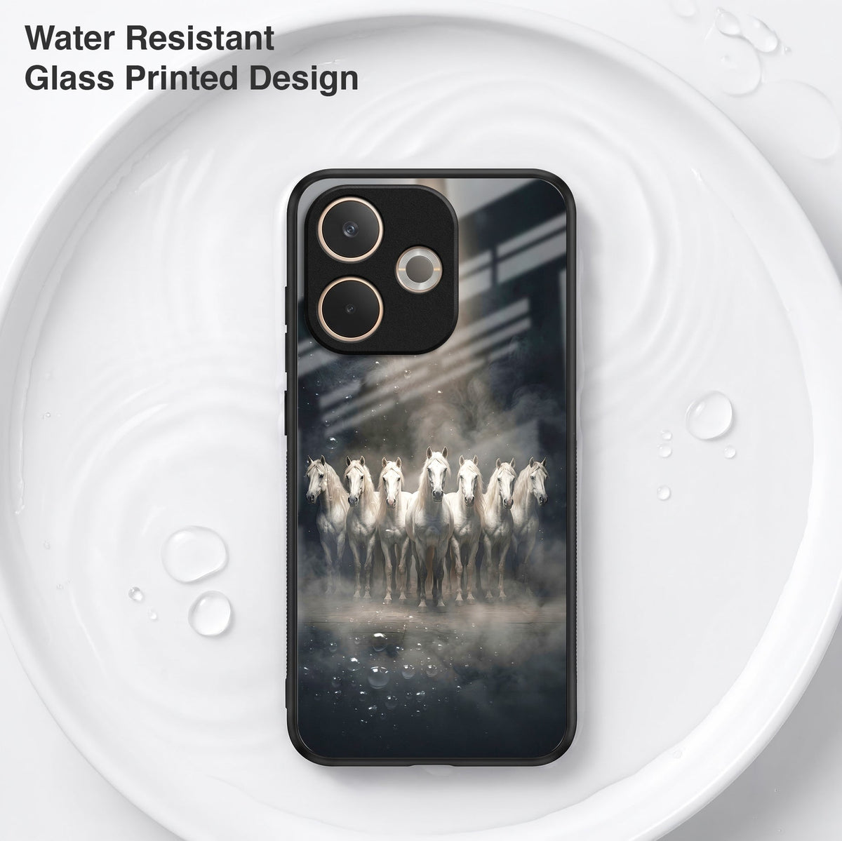 Oppo A5 Pro 5G Running Horses Acrylic Glass Back Case