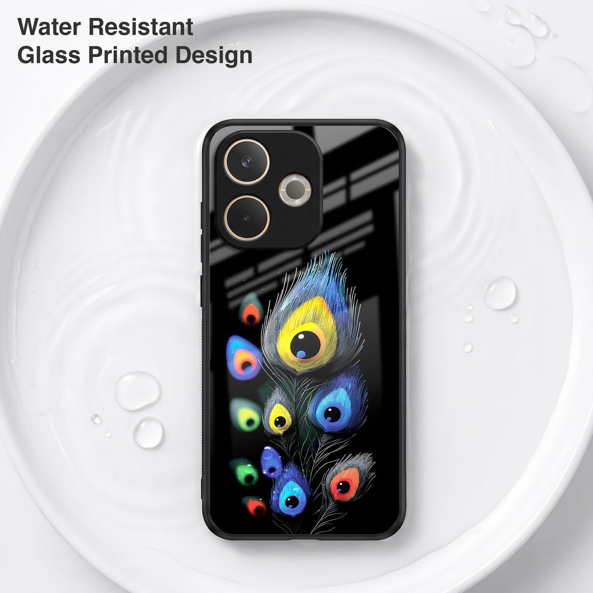 Oppo A5 Pro 5G Premium Peacock Feather Acrylic Glass Back Case