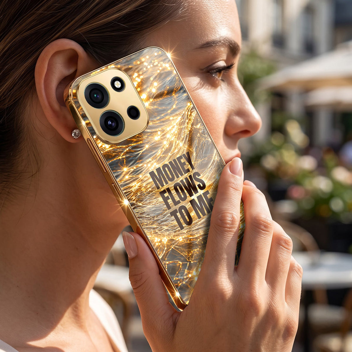 OnePlus Nord 6 5G Money Flows To Me Gold Electroplated Glass Phone Back Case
