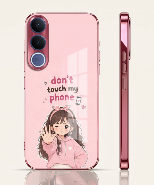 Vivo V70 FE 5G Luxury Anime Girl Pink Electroplated Glass Phone Back Case