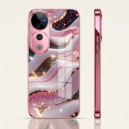 Vivo V40 Pro 5G Midnight Pearl Wave Pink Electroplated Glass Phone Back Case