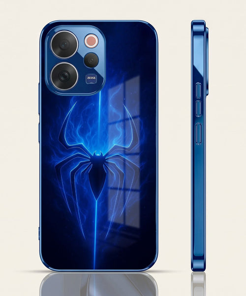 Vivo V70 5G Neon Spider Blue Electroplated Glass Phone Back Case