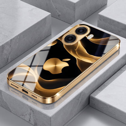Oppo K14x 5G Luxury Wave Gold Electroplated Glass Phone Back Case