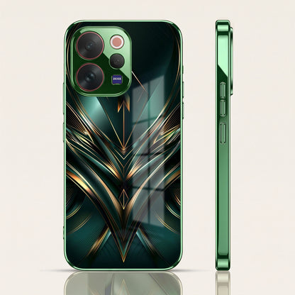 Vivo V70 5G Vortex 3D Arrows Green Electroplated Glass Back Case