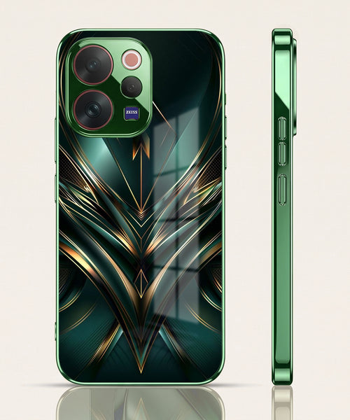 Vivo V70 5G Vortex 3D Arrows Green Electroplated Glass Back Case