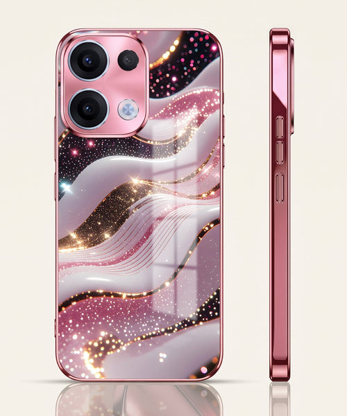 Oppo Reno 13 5G Midnight Pearl Wave Pink Electroplated Glass Phone Back Case