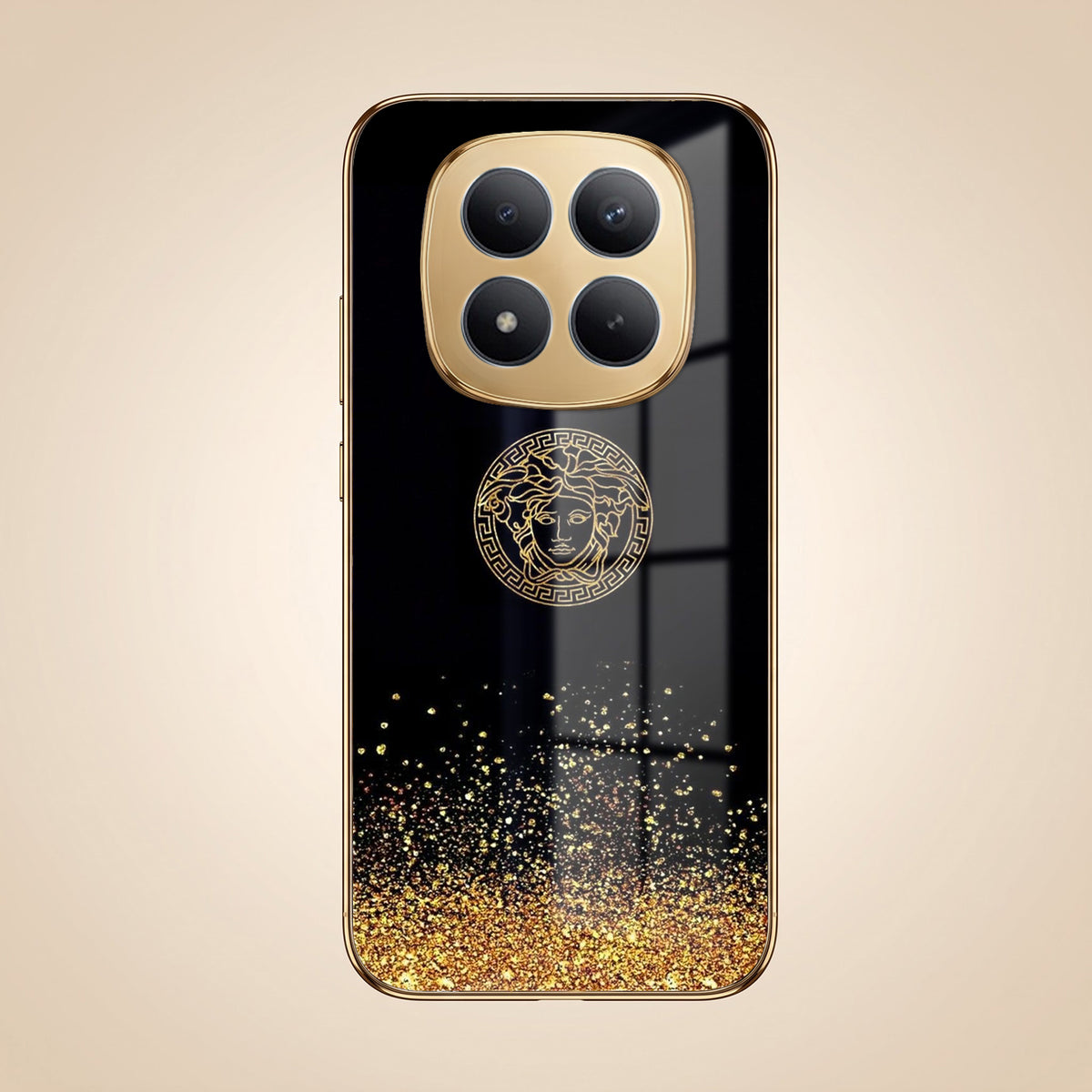 Redmi Note 15 Pro+ 5G Medusa Head Gold Electroplated Glass Phone Back Case