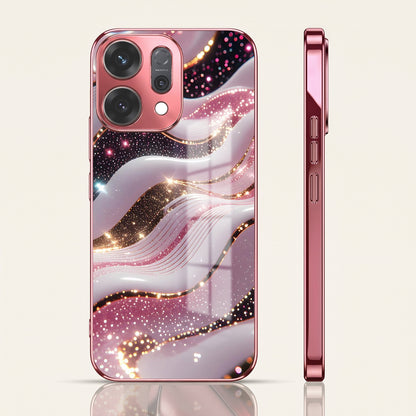 Oppo Reno 14 5G Midnight Pearl Wave Pink Electroplated Glass Phone Back Case