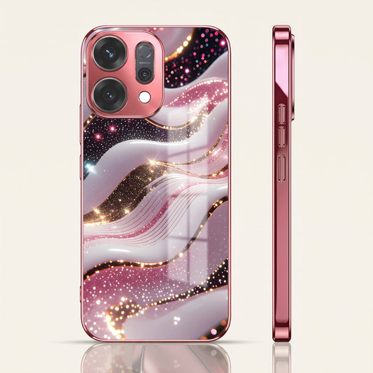 Oppo Reno 14 5G Midnight Pearl Wave Pink Electroplated Glass Phone Back Case
