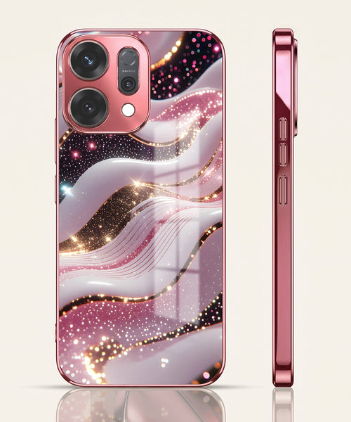 Oppo Reno 14 5G Midnight Pearl Wave Pink Electroplated Glass Phone Back Case