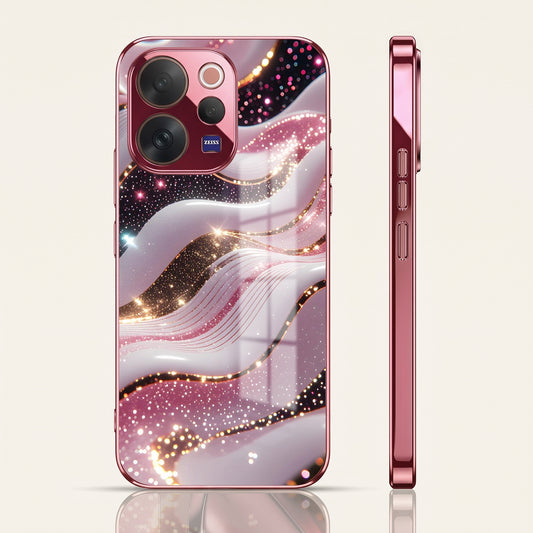 Vivo V70 5G Midnight Pearl Wave Pink Electroplated Glass Phone Back Case