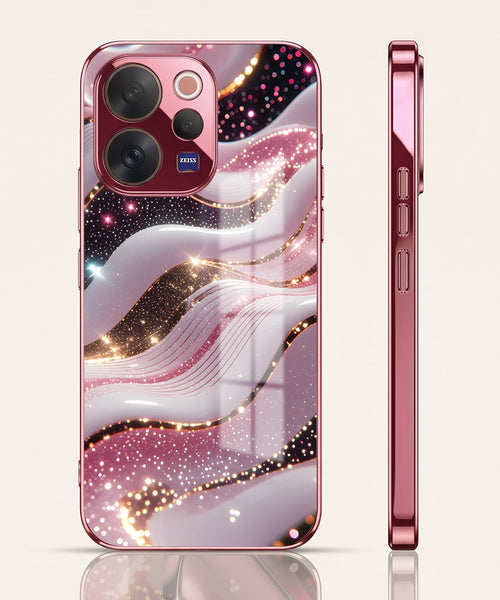 Vivo V70 5G Midnight Pearl Wave Pink Electroplated Glass Phone Back Case