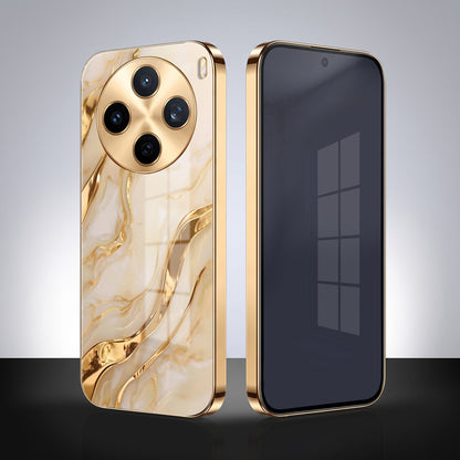 Vivo X200T 5G Marvel Texture Gold Electroplated Glass Phone Back Case