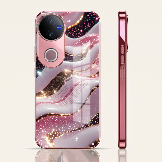 Vivo V50 5G Midnight Pearl Wave Pink Electroplated Glass Phone Back Case