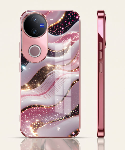 Vivo V50 5G Midnight Pearl Wave Pink Electroplated Glass Phone Back Case