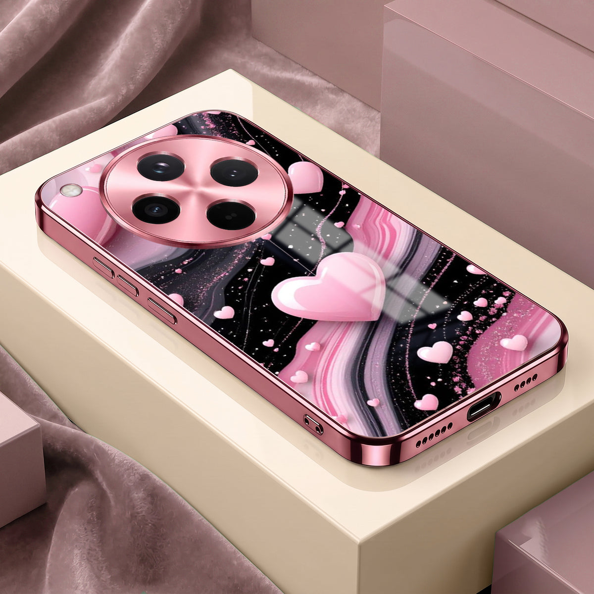 Oppo Find X8 5G Love Sparkle Pink Electroplated Glass Phone Back Case