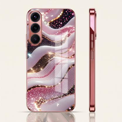 Samsung Galaxy A56 5G Midnight Pearl Wave Pink Electroplated Glass Phone Back Case