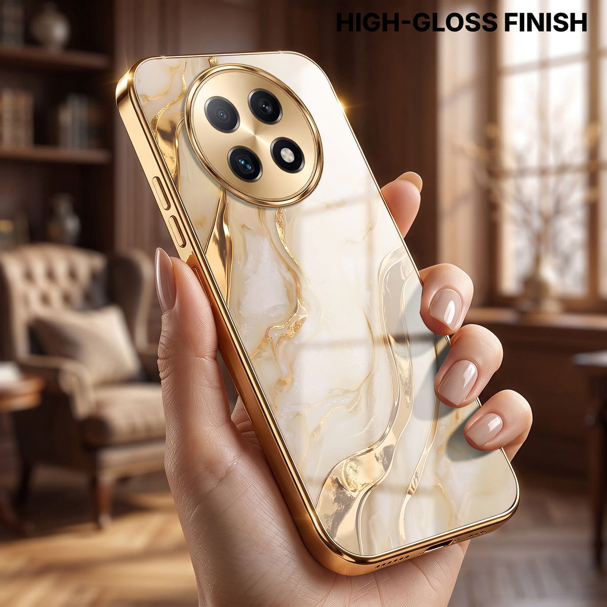 Oppo F29 Pro 5G Marvel Texture Gold Electroplated Glass Phone Back Case