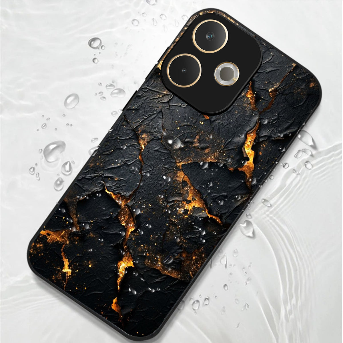 Oppo A5 Pro 5G Premium Acrylic Shockproof Glass Back Case (Volcanic Gold)
