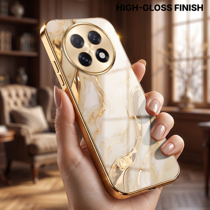 Oppo F31 Pro+ 5G Marvel Texture Gold Electroplated Glass Phone Back Case