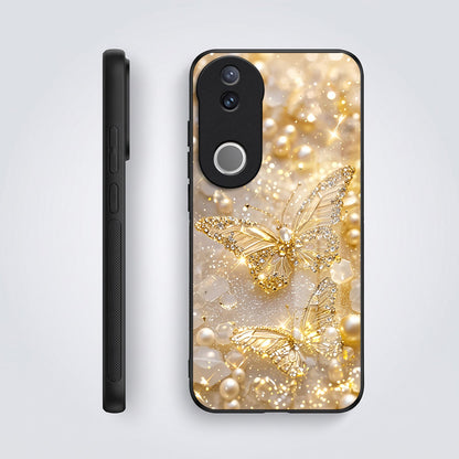 Vivo V50 5G Golden Butterfly Acrylic Glass Back Case